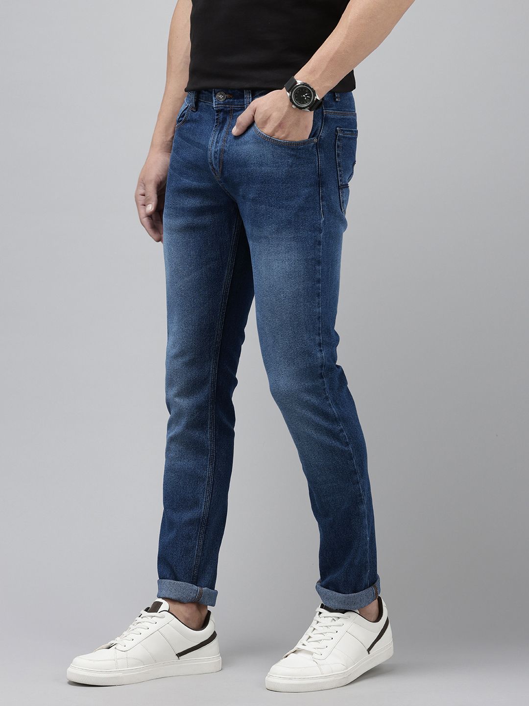 SPYKAR Men Slim Fit Low-Rise Light Fade Stretchable Jeans