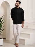 SOJANYA Lelaki Hitam Solid Kurta Lurus