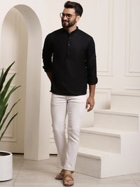 SOJANYA Lelaki Hitam Solid Kurta Lurus