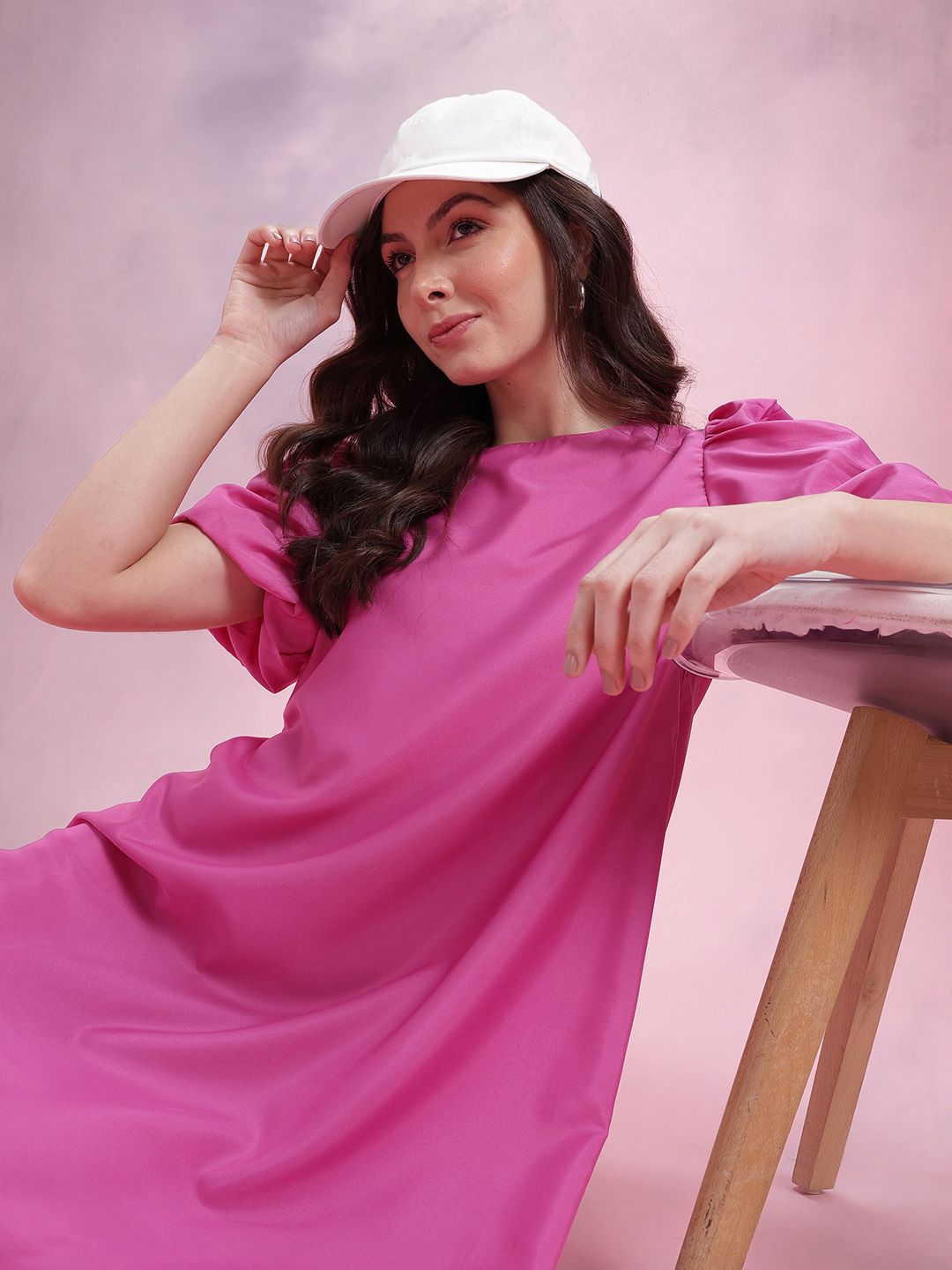 DressBerry Puff Sleeve A-Line Dress
