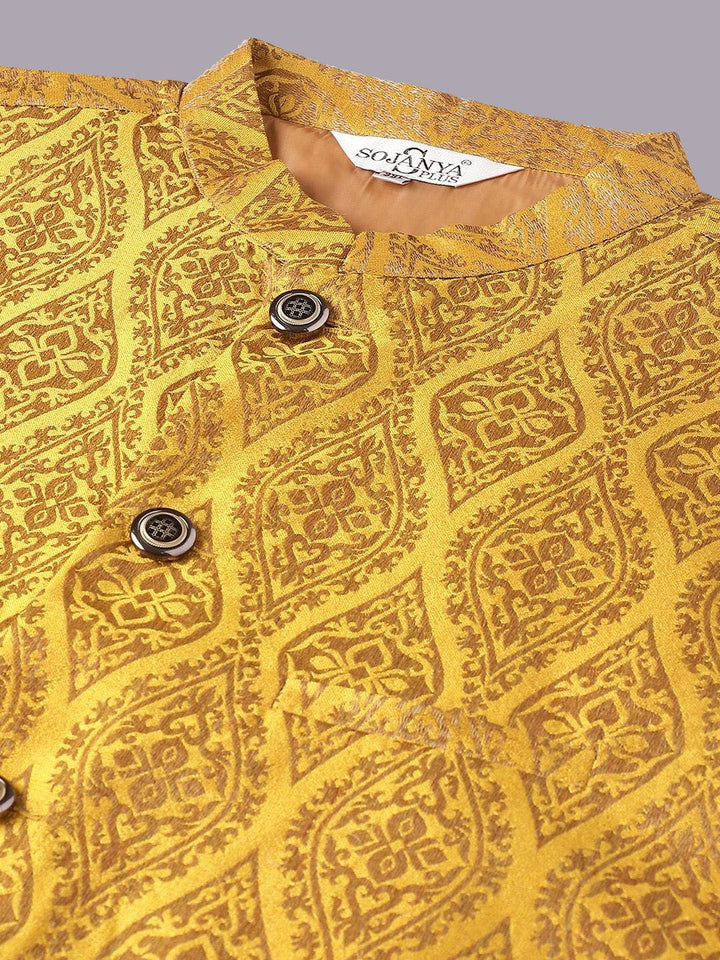 SOJANYA PLUS Ethnic Motifs Woven Design Kurta With Pyjamas & Nehru Jacket