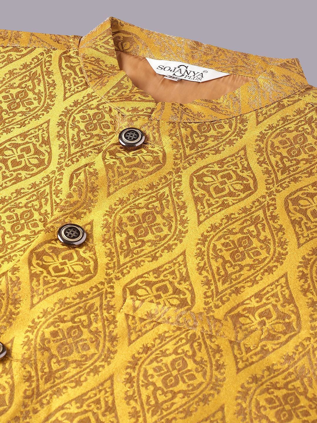SOJANYA PLUS Ethnic Motifs Woven Design Kurta With Pyjamas & Nehru Jacket