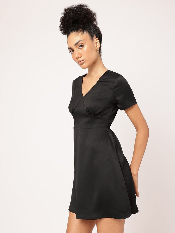 DressBerry Sultry Serenade Satin Finish A-Line Mini Dress