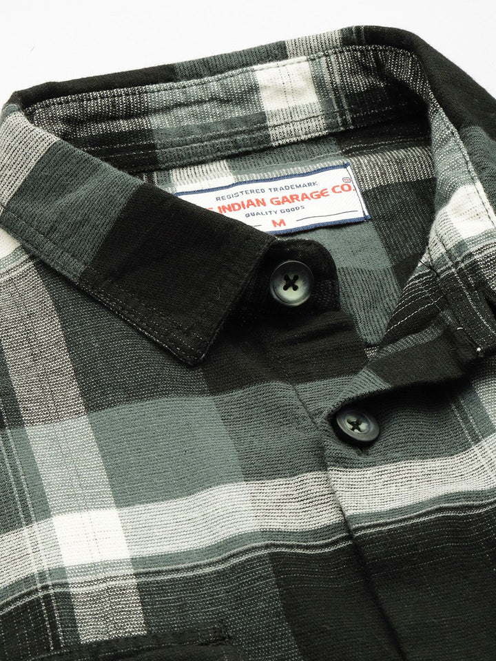 The Indian Garage Co Men Regular Fit Checkered Double Flap Casual Shirt