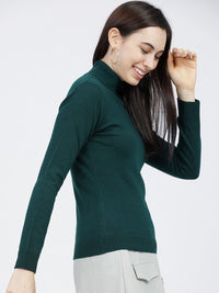 Tokyo Talkies Wanita Sweater Pepejal Hijau