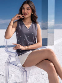 Mamicha Geometric Print Cotton Top