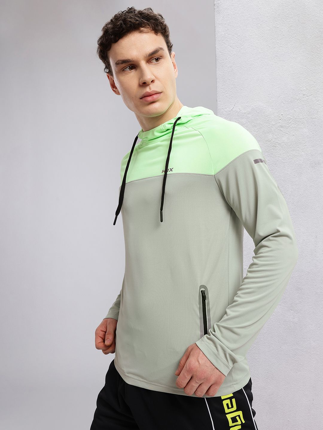 HRX by Hrithik Roshan Colourblocked Hooded Rapid-Dry Running T-shirt