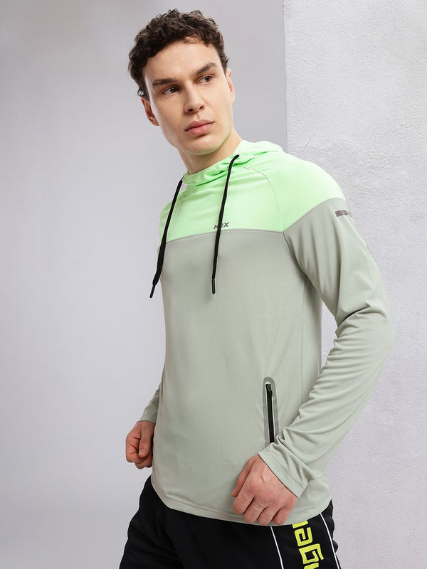 Hrx oleh Hrithik Roshan Colourblocked Hooded Rapid-Dry Running T-Shirt