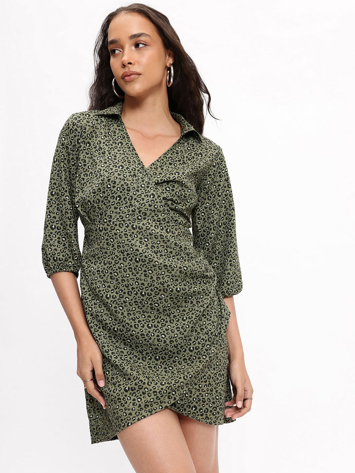DressBerry Fierce Femme Animal Print Wrap Dress
