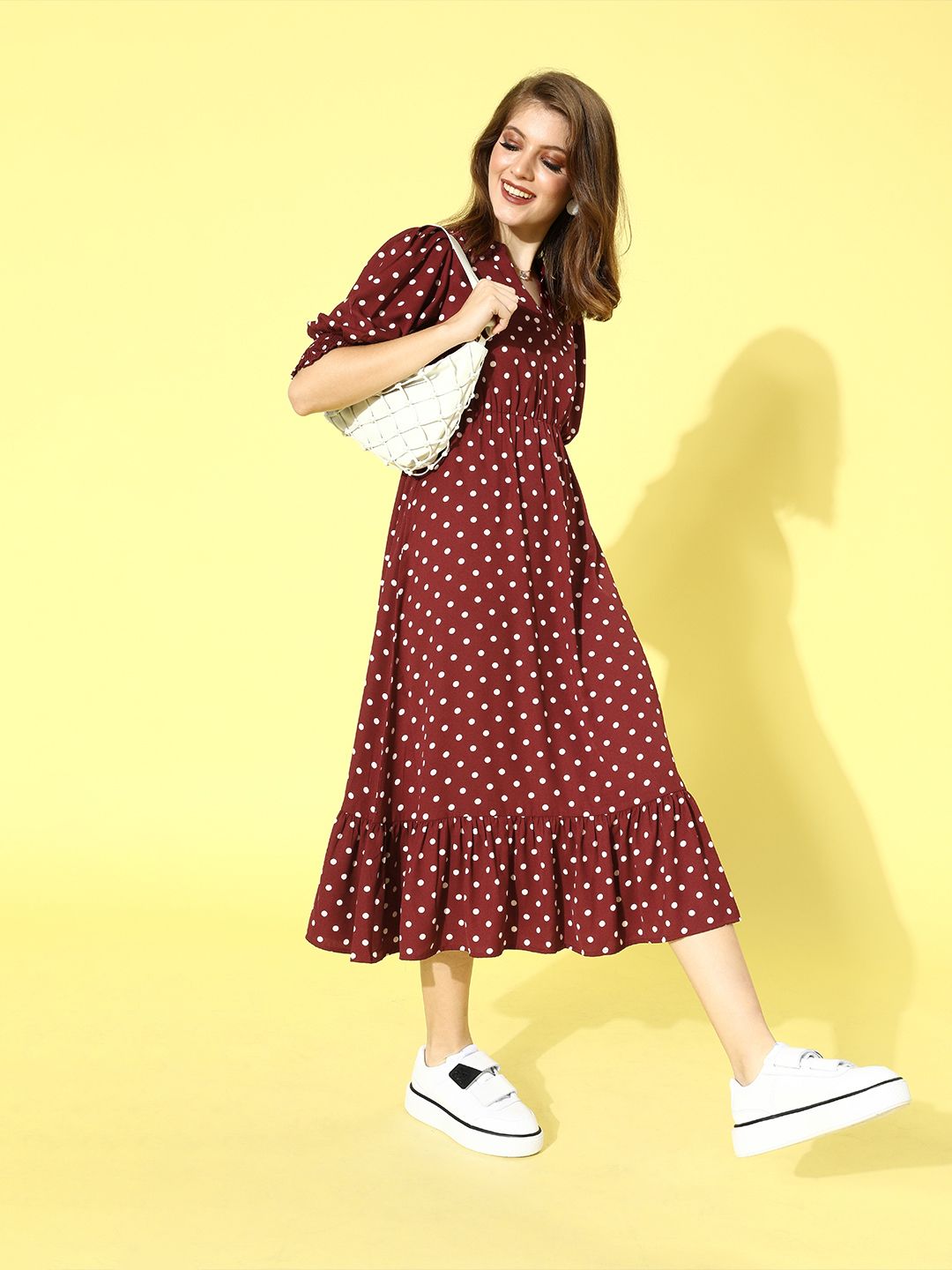 Berrylush Women Gorgeous Red Polka Dots Polka Dot Dress