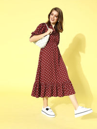 Berrylush Women Gorgeous Red Polka Dots Polka Dot Dress