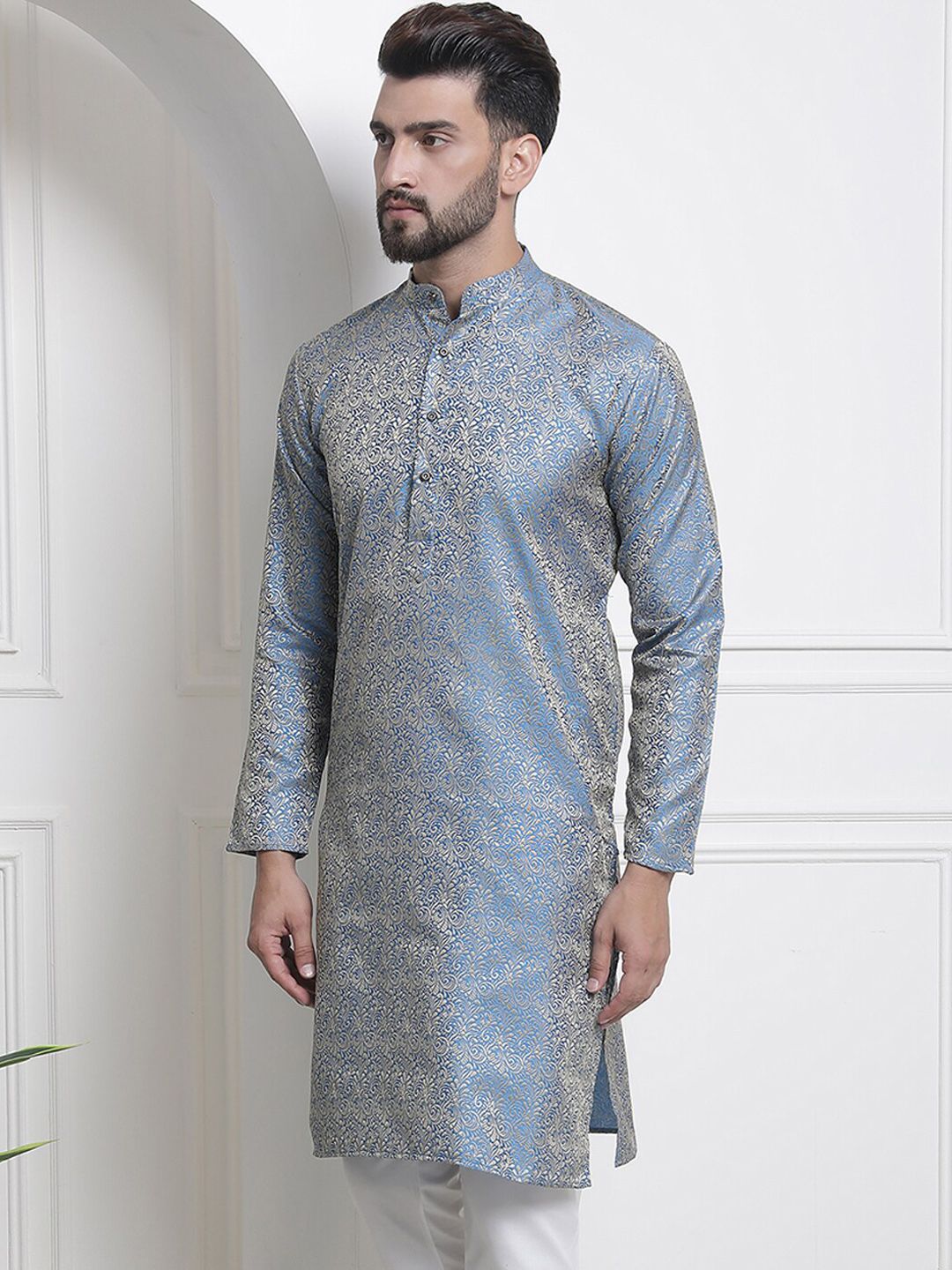 SOJANYA Ethnic Motifs Woven Design Jacquard Regular Kurta
