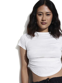 DressBerry Revamped Ruched Cut-Out Basic Crop Top