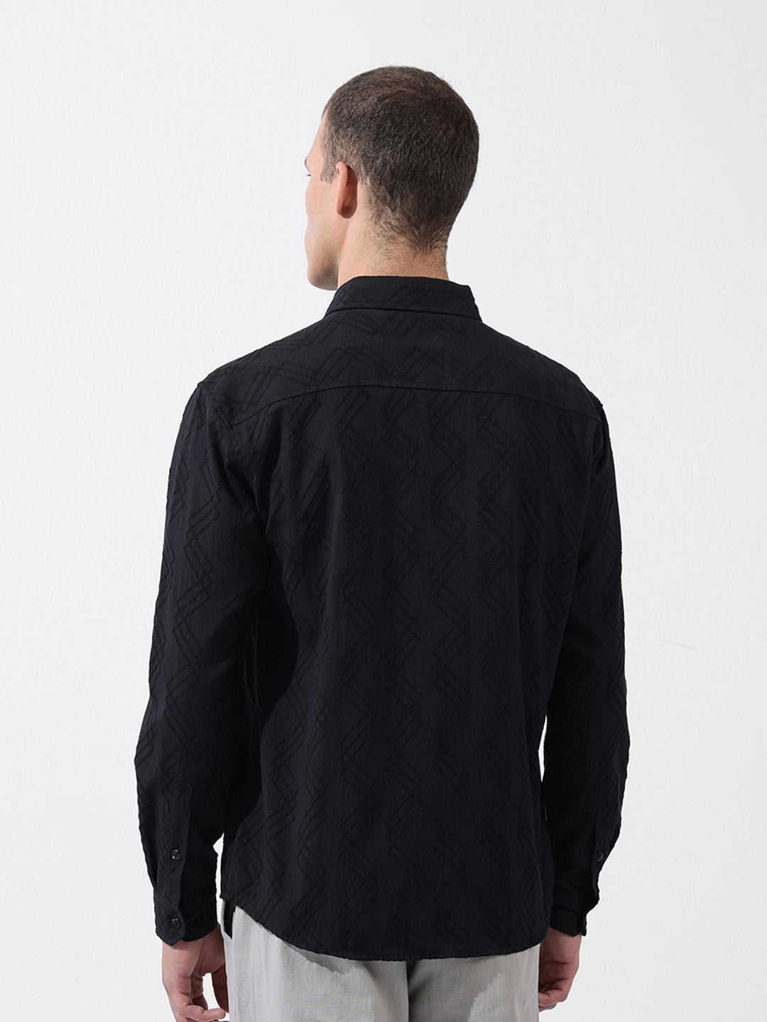 The Indian Garage Co Men Relaxed Fit Solid Dobby Resort Wear Shirt