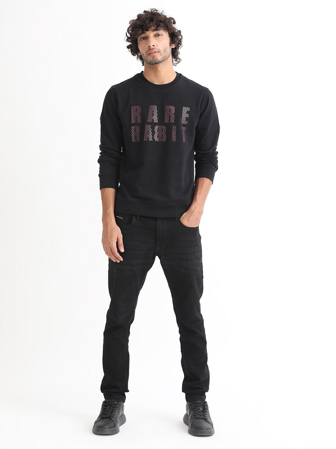RARE RABBIT Men Marcia Typography Printed Sweatshirt