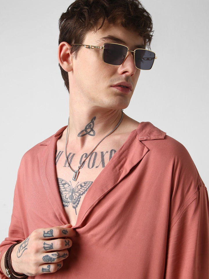 VASTRADO Men Classic Solid Cuban Collar Casual Shirt