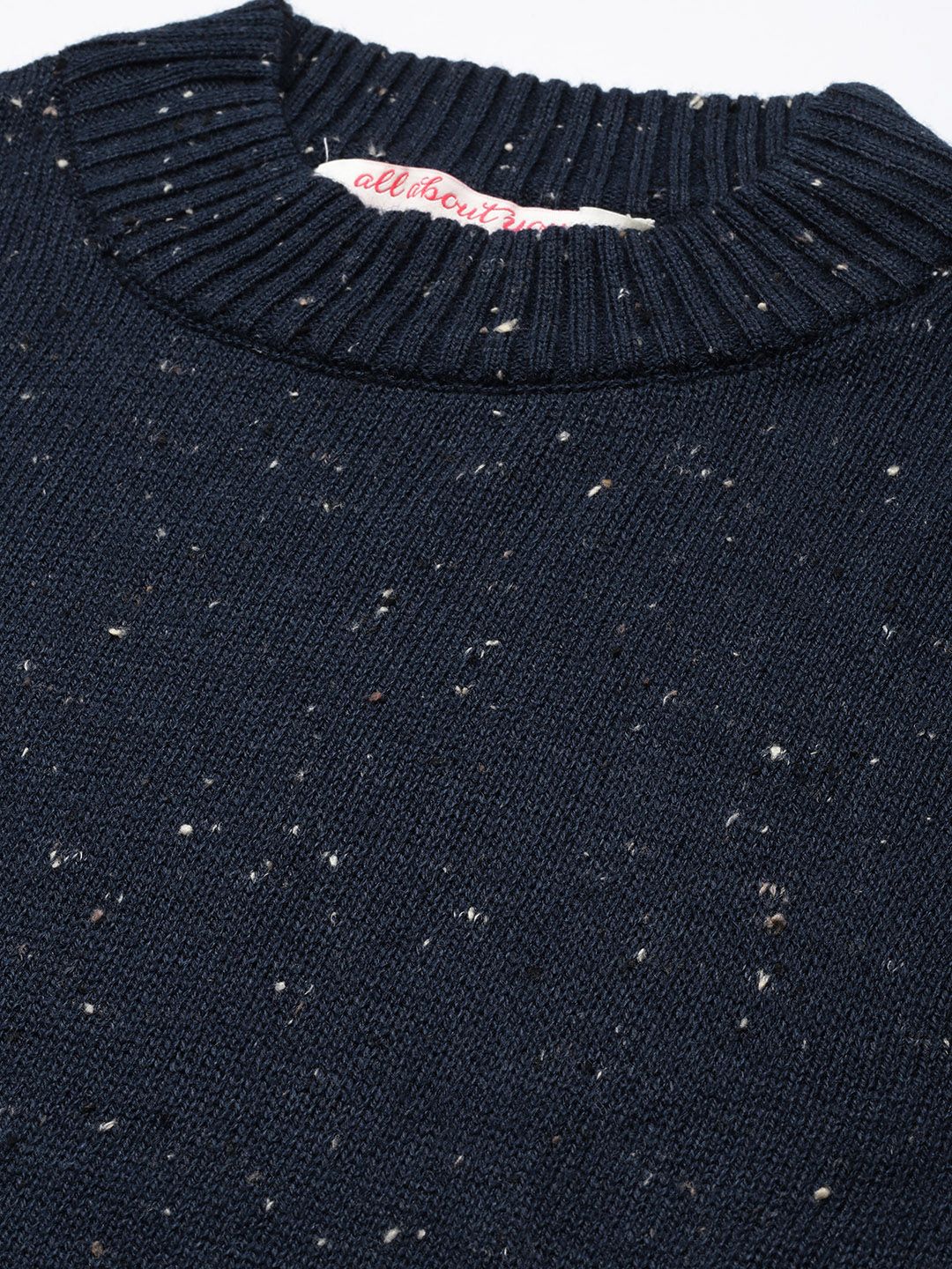all about you Navy Blue Self Design Jumper Dress