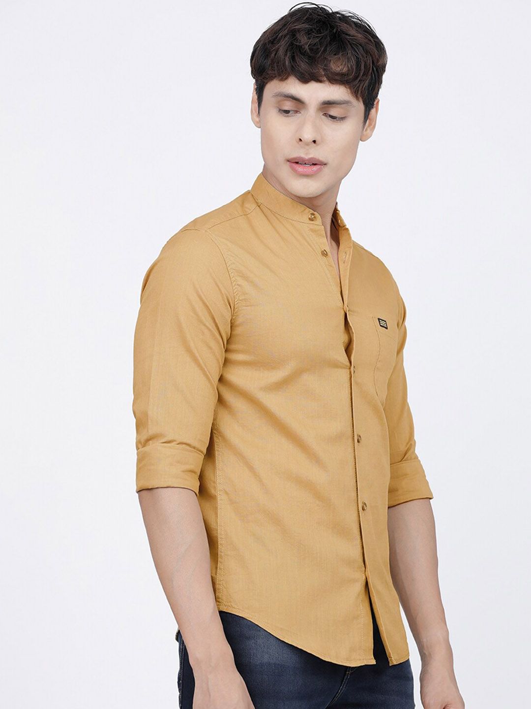 The Indian Garage Co Men Khaki Pure Cotton Casual Shirt