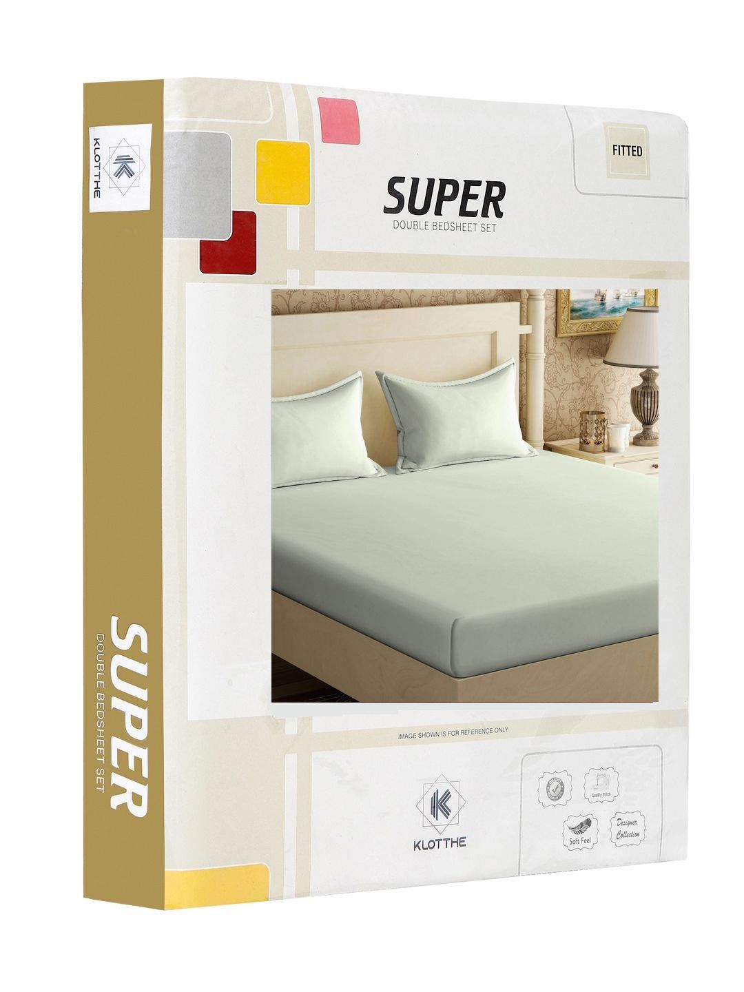 KLOTTHE Hijau Pepejal 300 TC Cotton Blend Dilengkapi Cadar Double King dengan 2 Sarung Bantal