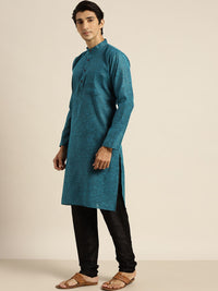 SOJANYA Lelaki Teal Blue Pure Cotton Striped Kurta