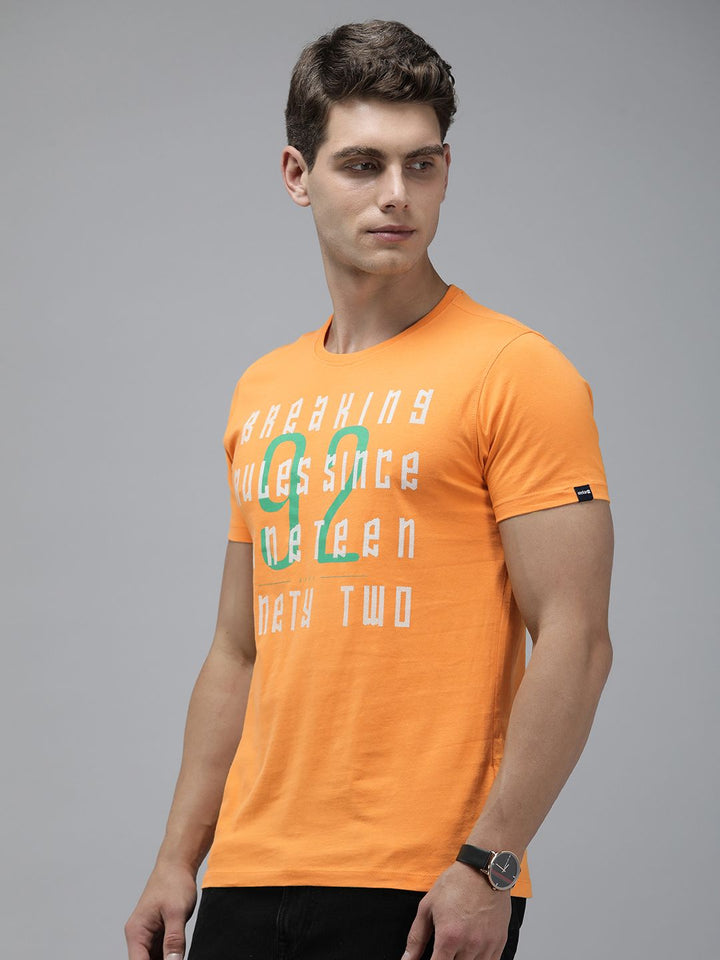 SPYKAR Typography Printed Pure Cotton Slim Fit T-shirt