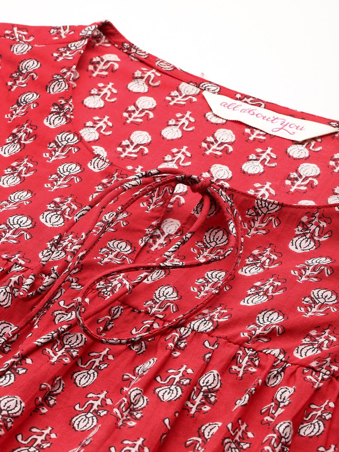 all about you Ethnic Motifs Print Pure Cotton Pleated Short Kurti