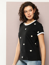 DILLINGER Women Boxy Regular Printed Crew Neck Tshirt