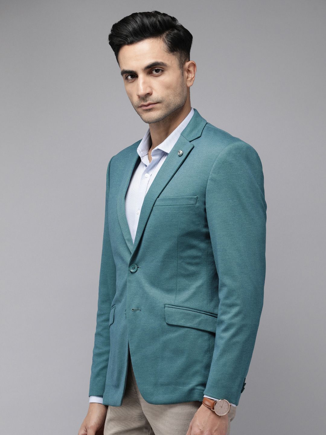 Park Avenue Active Fit Solid Single-Breasted Formal Blazers
