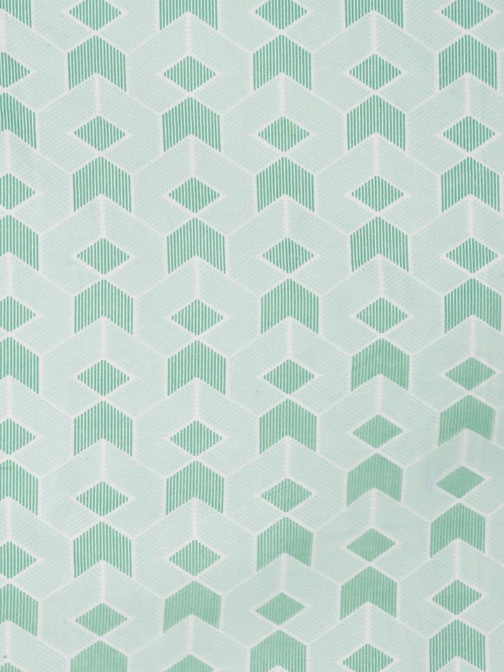 KLOTTHE Green & White Geometric Printed 300 TC Dilengkapi Cadar Bujang Dengan Sarung Bantal