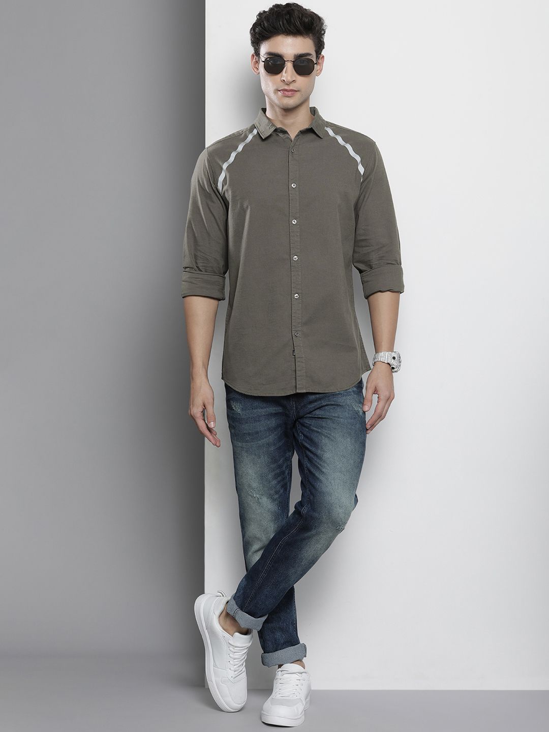 The Indian Garage Co Pure Cotton Solid Casual Shirt