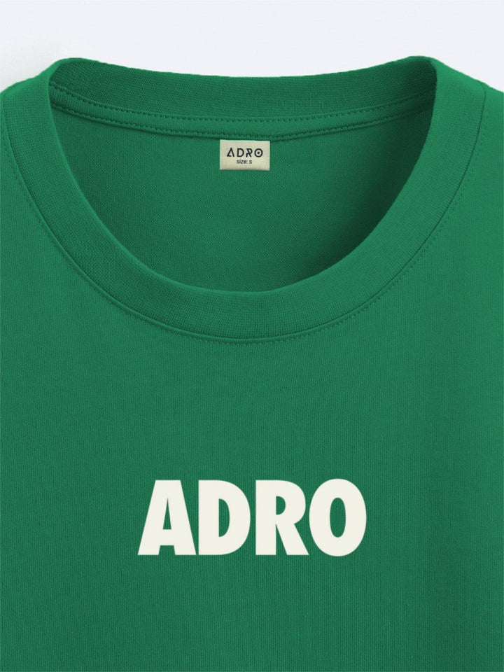 ADRO Lelaki Typography Printed Drop-Shoulder Sleeves Cotton Oversized T-Shirt