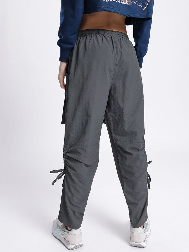 DressBerry Women Ruched Tie-Ups Cargo-Style Track Pants
