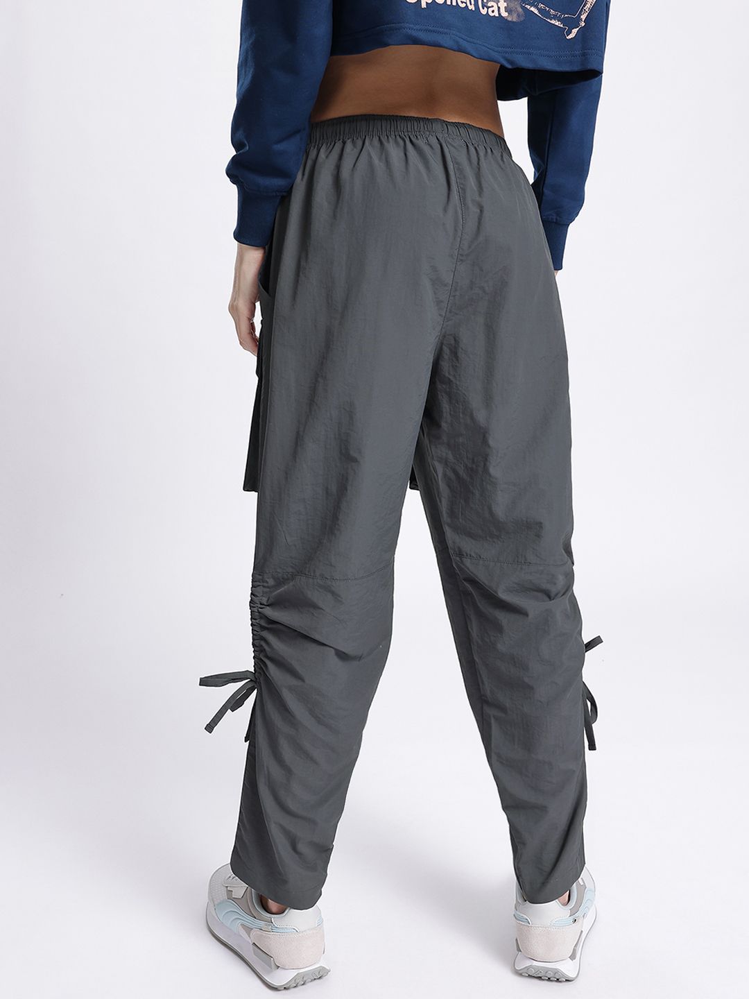 DressBerry Women Ruched Tie-Ups Cargo-Style Track Pants