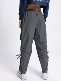 DressBerry Women Ruched Tie-Ups Cargo-Style Track Pants
