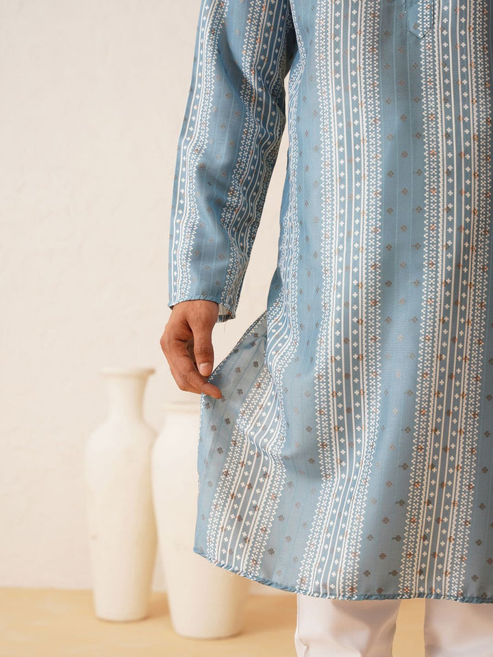 SOJANYA Printed Mandarin Collar Regular Kurta with Churidar
