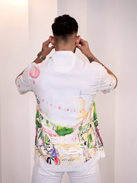 Eszett Floral Printed Spread Collar Baju Kapas Lengan Pendek