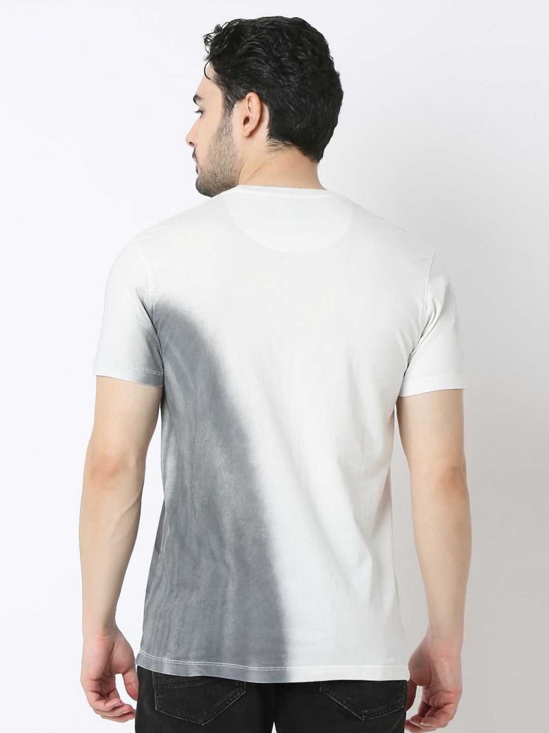 SPYKAR Men Abstract Printed Round Neck Cotton Slim Fit T-shirt
