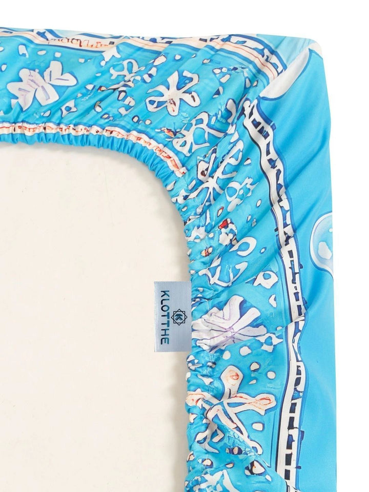 KLOTTHE Blue Cartoon Characters 400 TC King Bedsheet with 2 Pillow Covers