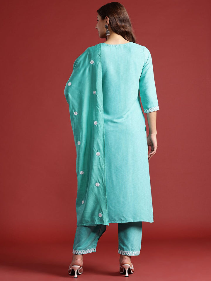 Anouk Floral Embroidered Kurta with Trousers & With Dupatta