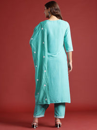 Anouk Floral Embroidered Kurta with Trousers & With Dupatta