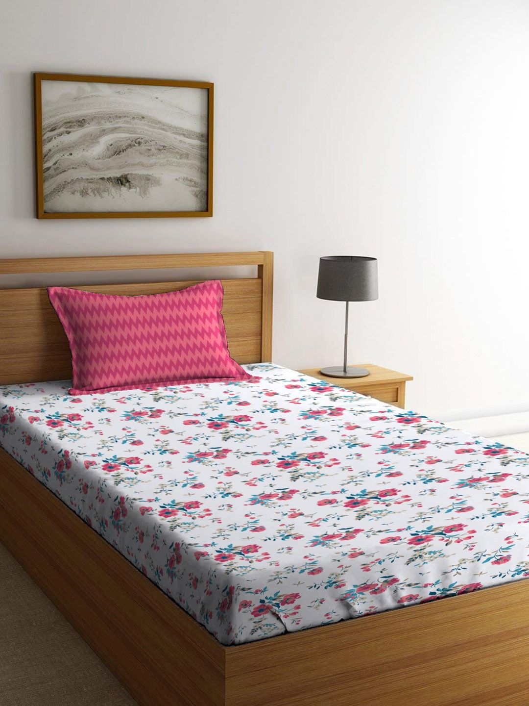 TRIDENT Sunset Magenta Urban Comfort Flat 144TC Single Cotton Bedsheet Set