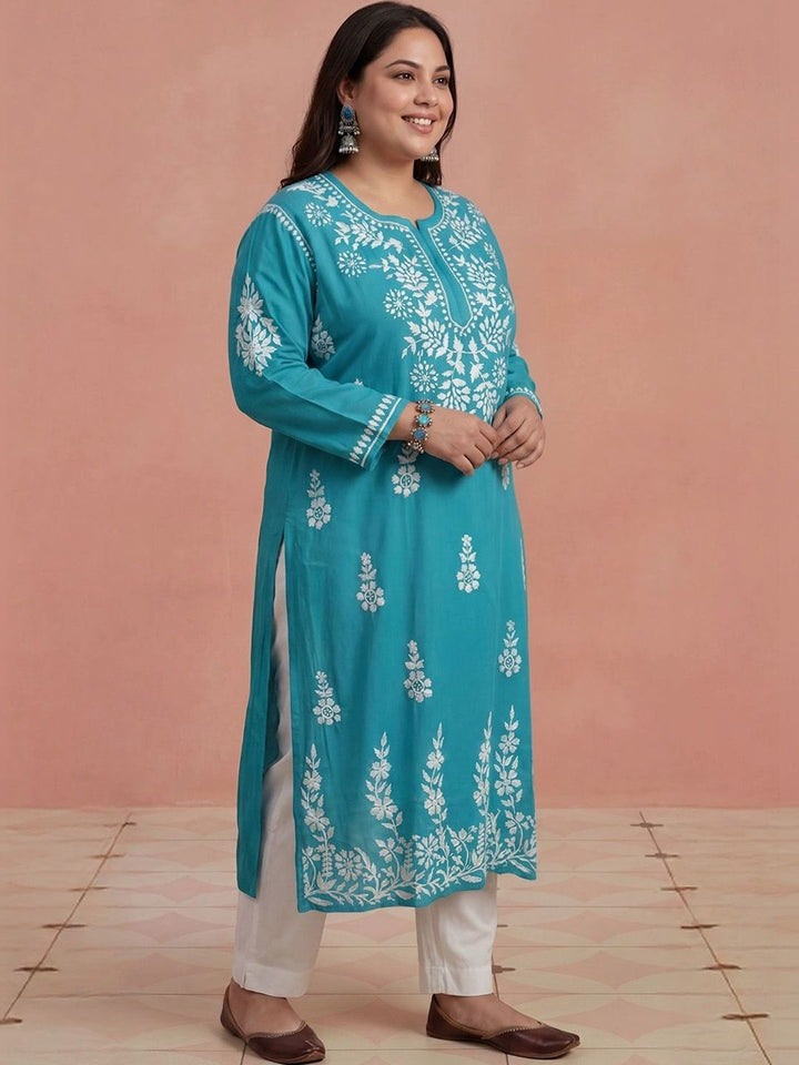 Rumah Wanita Chikankari Kurta Chikankari Sulaman Bunga