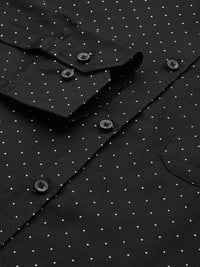 DENNISON Men Black Smart Polka Dots Printed Formal Shirt