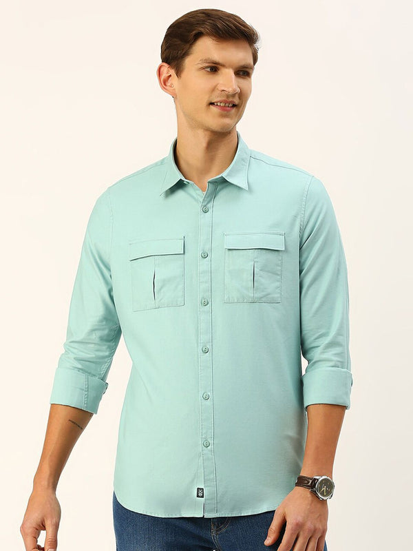 Thomas Scott Cotton Twill Classic Slim Fit Opaque Casual Shirt