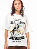 Bewakoof Women Typography Printed Round Neck Pure Cotton Oversized T-shirt