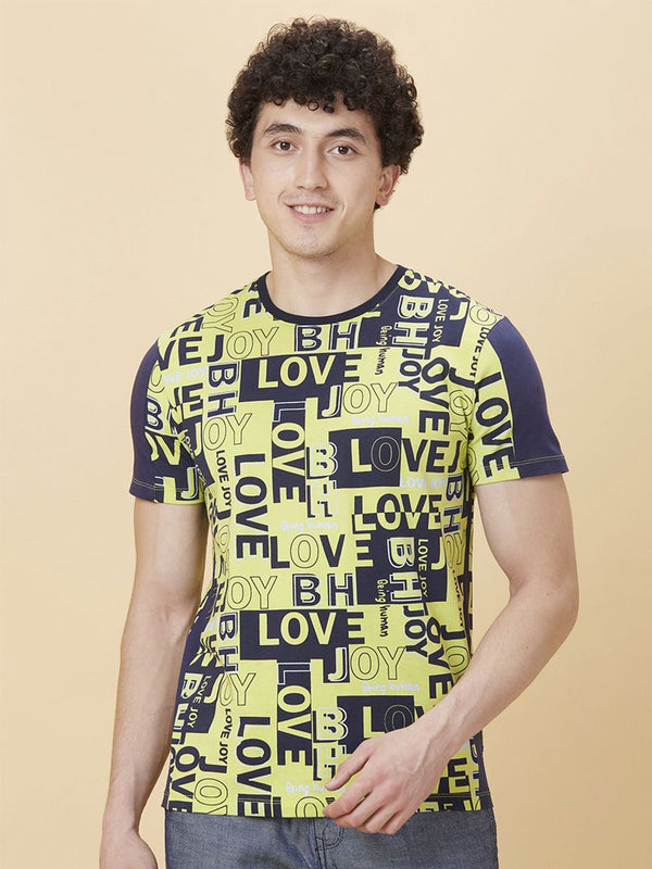 Being Human Men Round Neck Typography Printed T-shirt