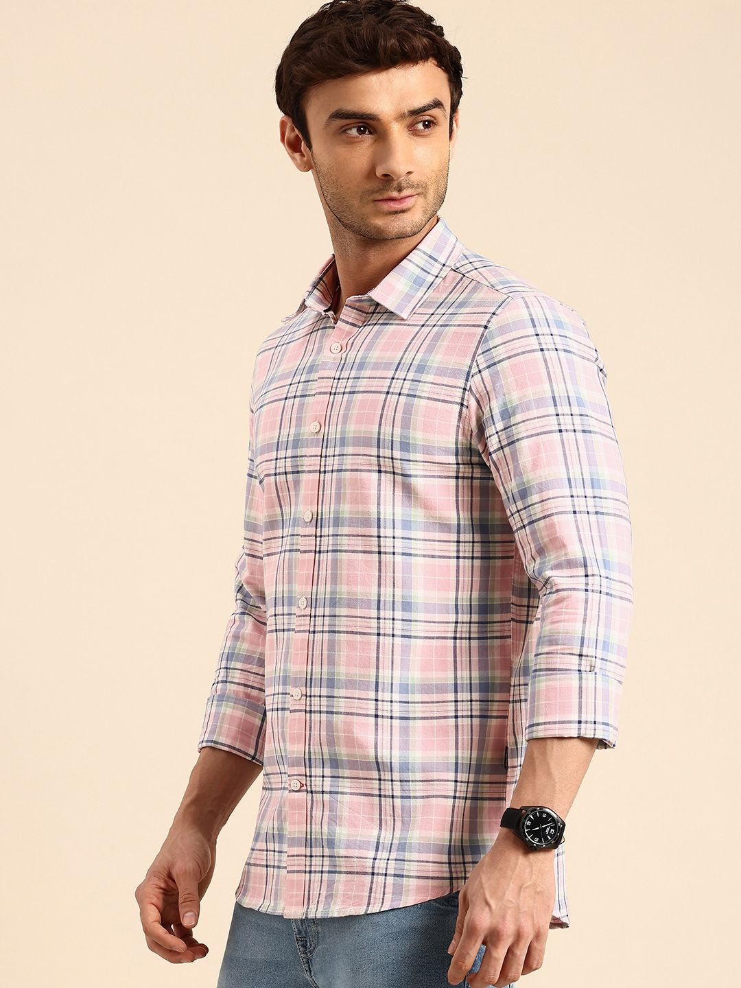 Being Human Tartan Checked Slim Fit Opaque Pure Cotton Casual Shirt