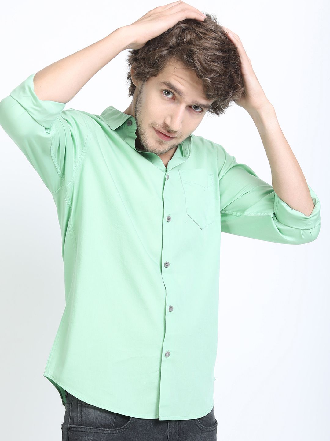 HIGHLANDER Men Green Slim Fit Printed Casual Shirt