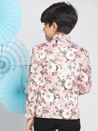 Vastramay Boys Floral Printed Slim-Fit Bandhgala Jodhpuri Blazer