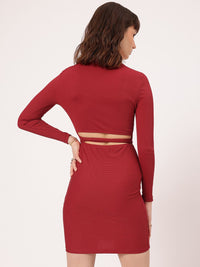 DressBerry Baddie Vibes Ribbed Tie-Up & Cut Out Detail Bodycon Dress